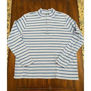 L.L.Bean Blue Striped long Sleeve Pullover Quarter Zip Sweater Women's 2X